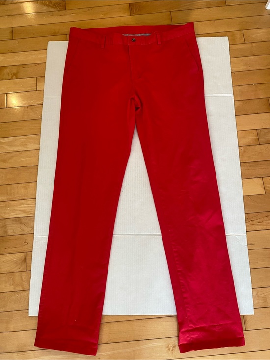 TEM FORMULA Pants - European brand in Raspberry Red Slim Cotton Mix Chino Pants Size Euro 48/US 16